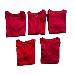 Wonder Nation Cat & Jack Kids Red T-Shirts Bundle of 5 XS Short Sleeve Crew Neck